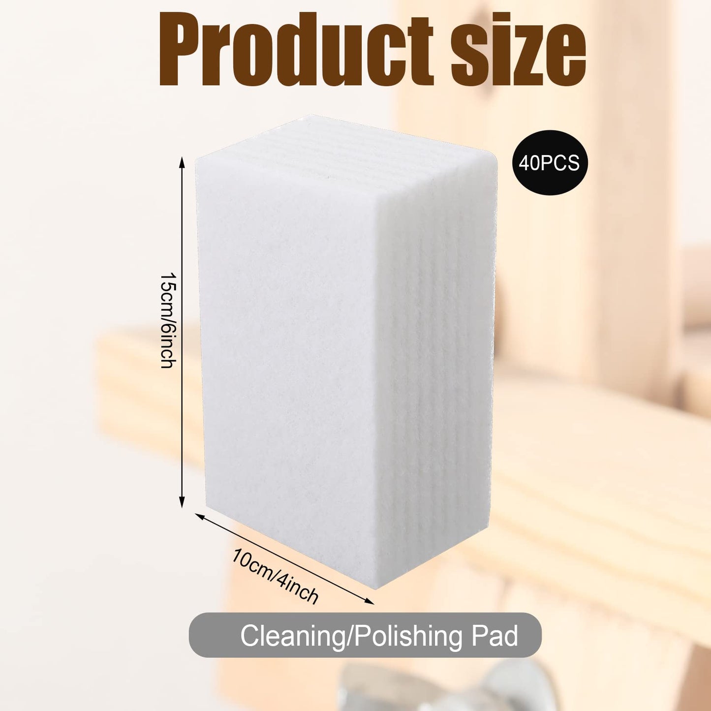 Hoolerry 40 Pcs White Scrub Pads Light Duty Scouring Non Woven Pad Non Scratch Abrasive Hand Multipurpose Scouring Sponge Multi Surface Scrubber Pads for Cleaning Polishing Home(4 x 6 Inch,White)