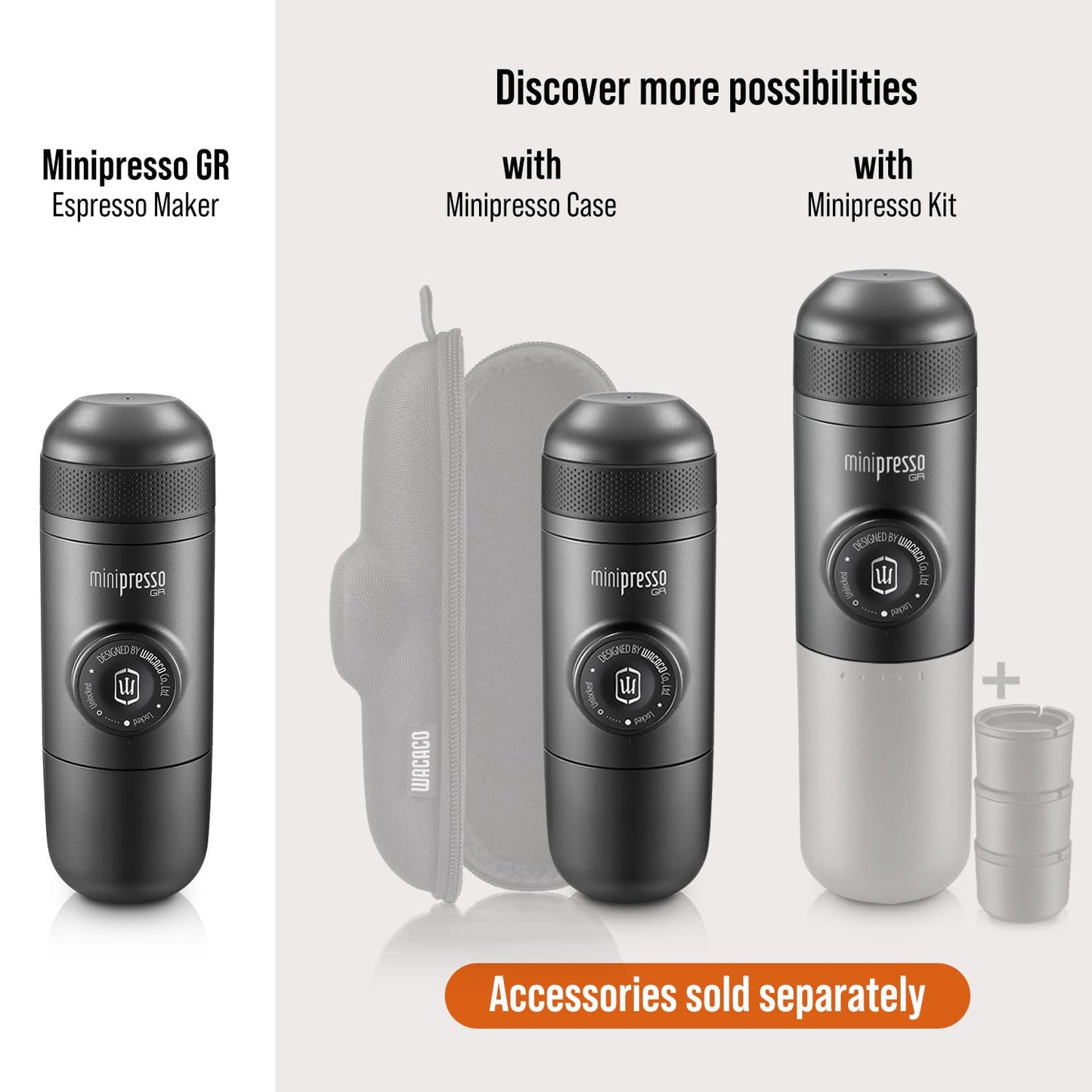 Wacaco Minipresso GR, Portable Espresso Machine, Compatible Ground Coffee, Small Travel Coffee Maker, Manually Operated from Piston Action
