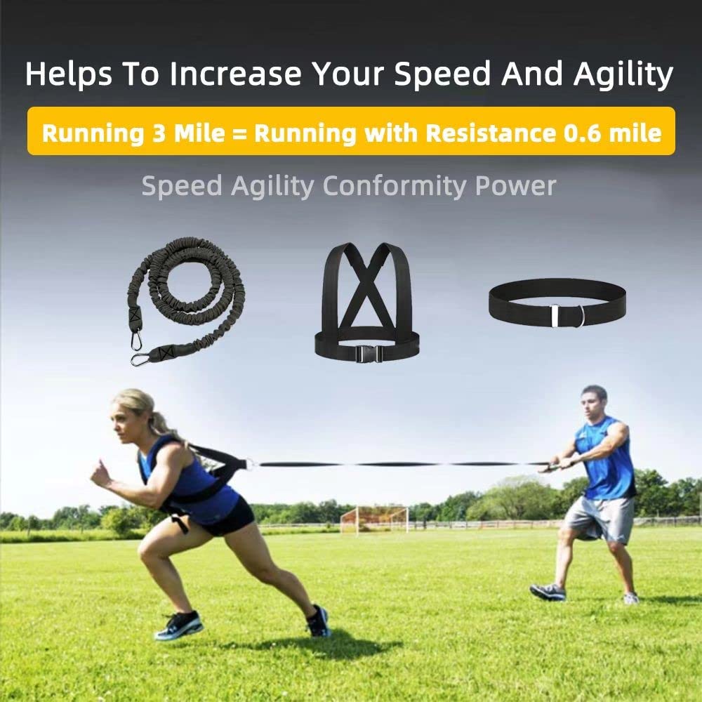 OYINDIZ Resistance Explosive Training Rope Force Improve Power, Agility, Strength Track and Field Football Basketball Volleyball Multi-Directional Fitness Equipment (9.8FT)