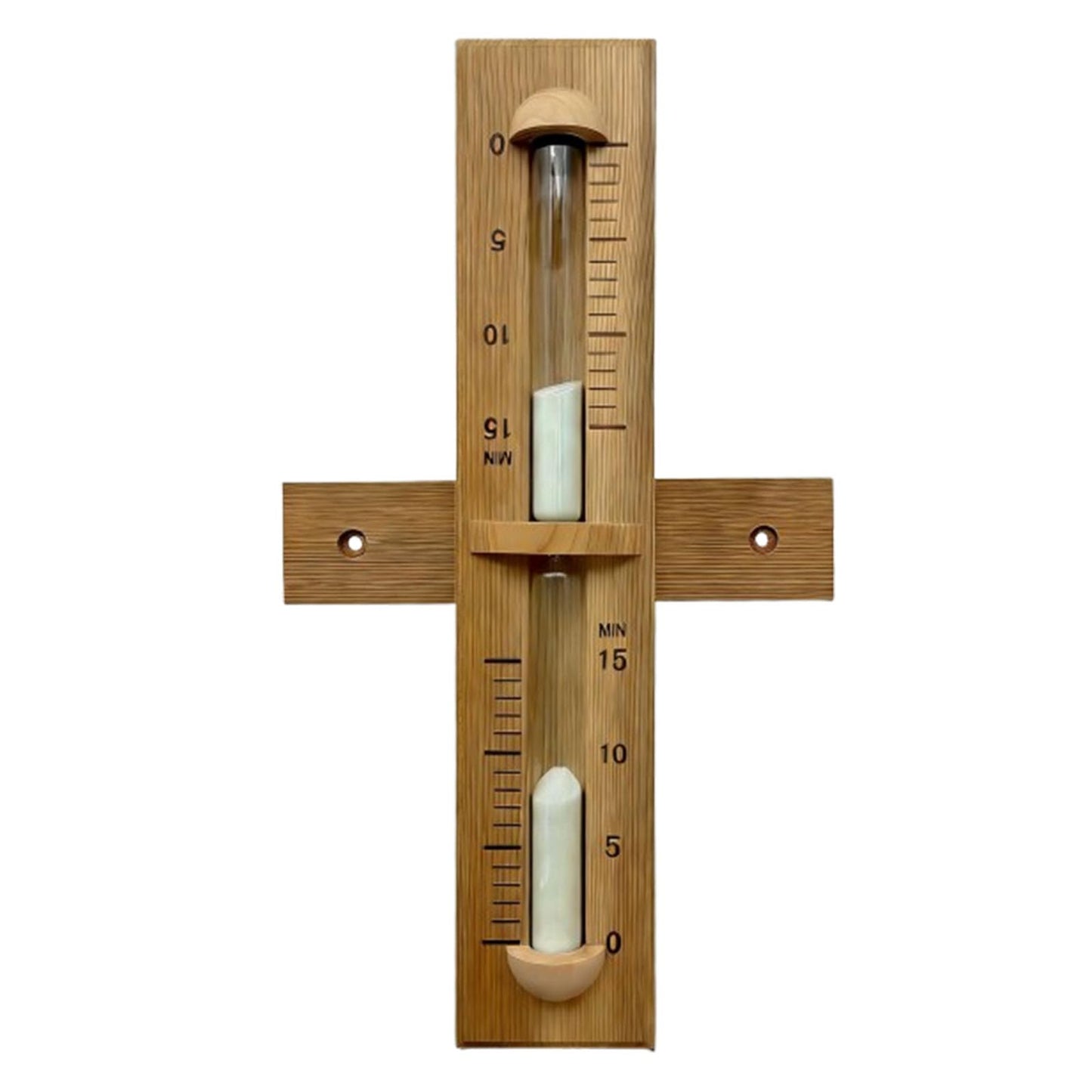 Sauna Sand Timer,Red Cedar 15 Minute Hourglass Timer,Heat Resistant Rotating Wooden Sand Clock Sauna Accessories for SPA Room,Bathroom (White)
