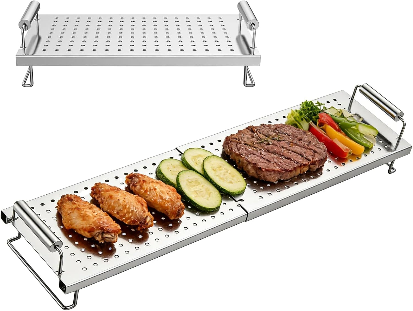 Adjustable Griddle Warming Rack for Blackstone 17 22 28 36 Inches Griddle,304 Stainless Steel Universal Grill Roasting Stand Accessories for Weber Charbroil and Most Tabletop Flat-top Grills