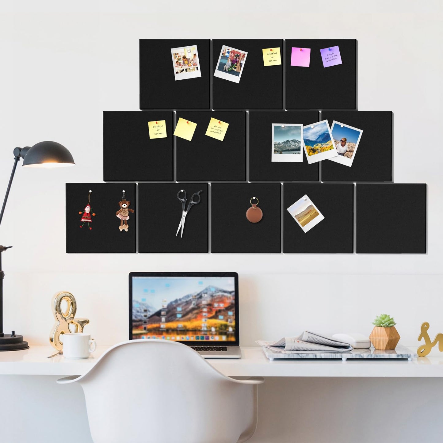 MaxGear Large Cork Board for Wall 48" x 36" Black Bulletin Board, 12 Pack Felt Wall Tiles with Pushpins, Cork Boards for Office Pin Board Tack Board for Photo Meno Decor