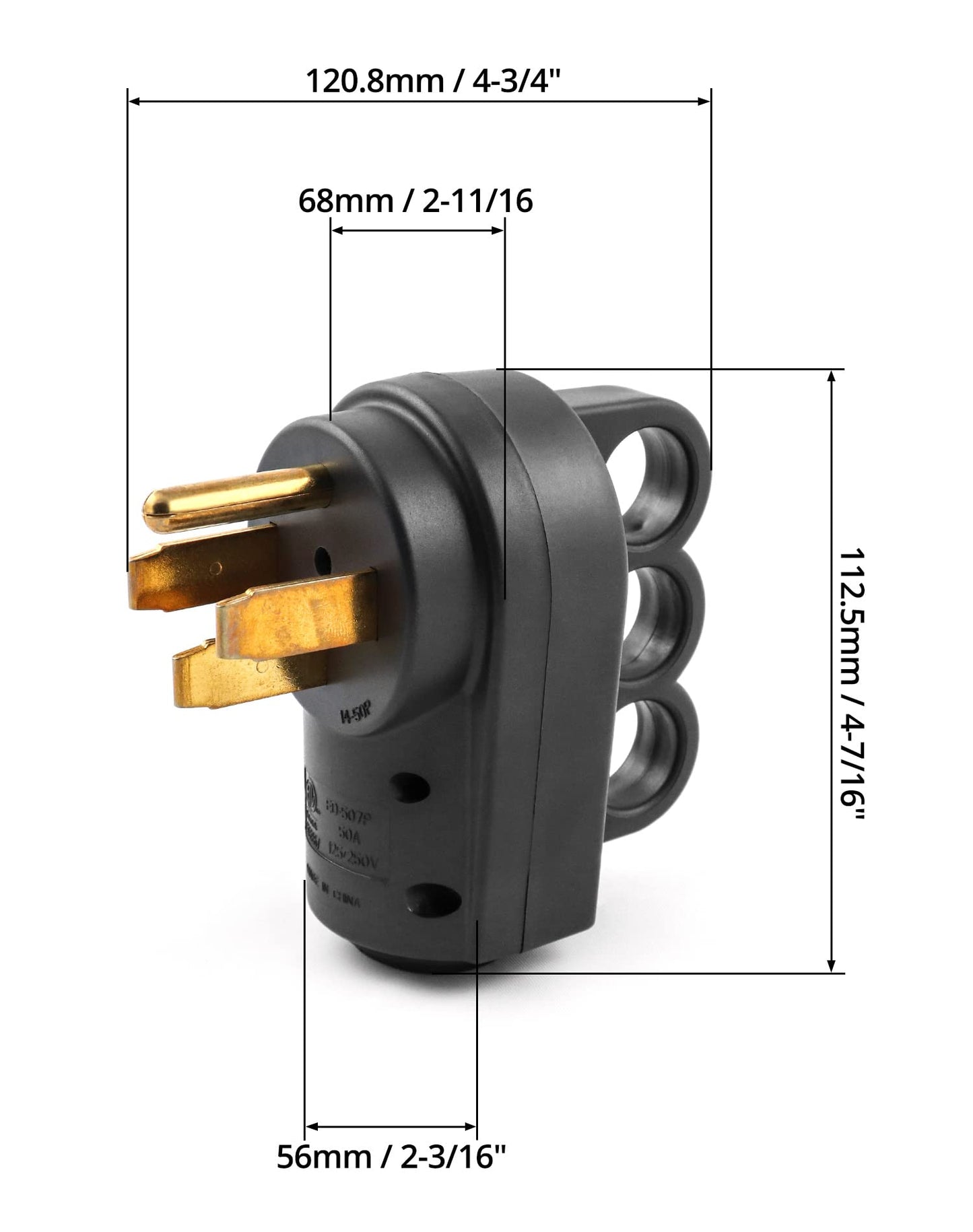 QWORK NEMA 14‑50P 50 Amp 4‑Prong RV Replacement Plug – Plug Only, 2 Pack, Fits 125/250V Camper & Trailer