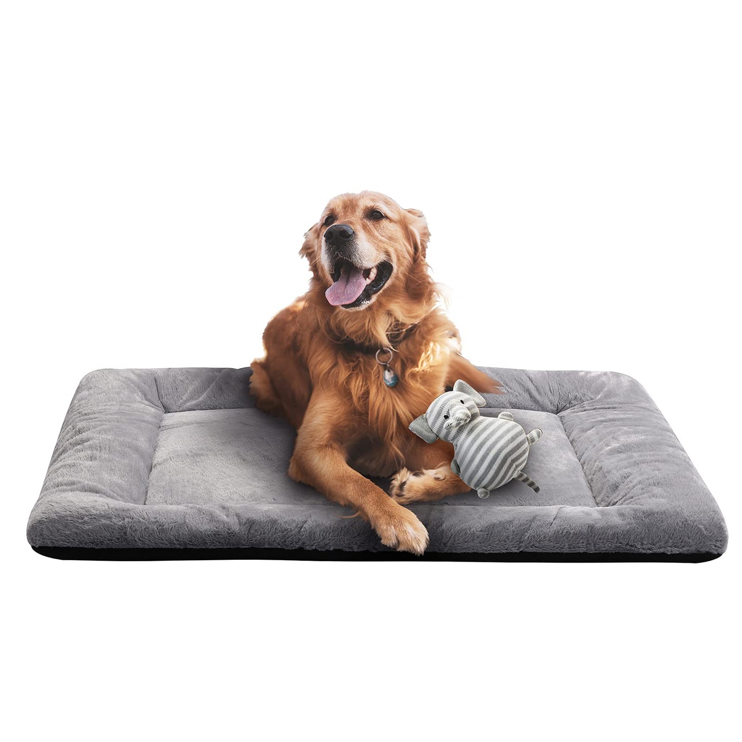 VERZEY Large Dog Bed Mat Crate Pad Fit 42'' Metal Dog Crates,Ultra Soft Dog Crate Bed Washable & Anti-Slip Kennel Pad for Dogs Cozy Sleeping Mat,Gray 42L x28W x1H Inches