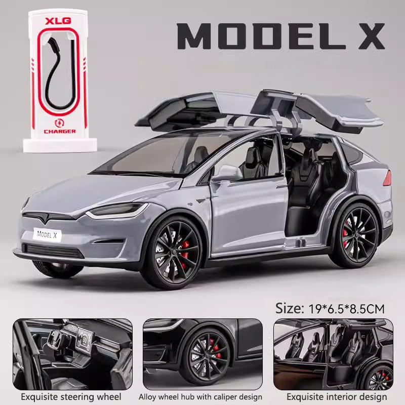 Andek 1:24 Model X Alloy Car Model Simulation Sound and Light Pull Back Toy Car Metal Sports Car Boys Collection Ornaments Gift (Red)