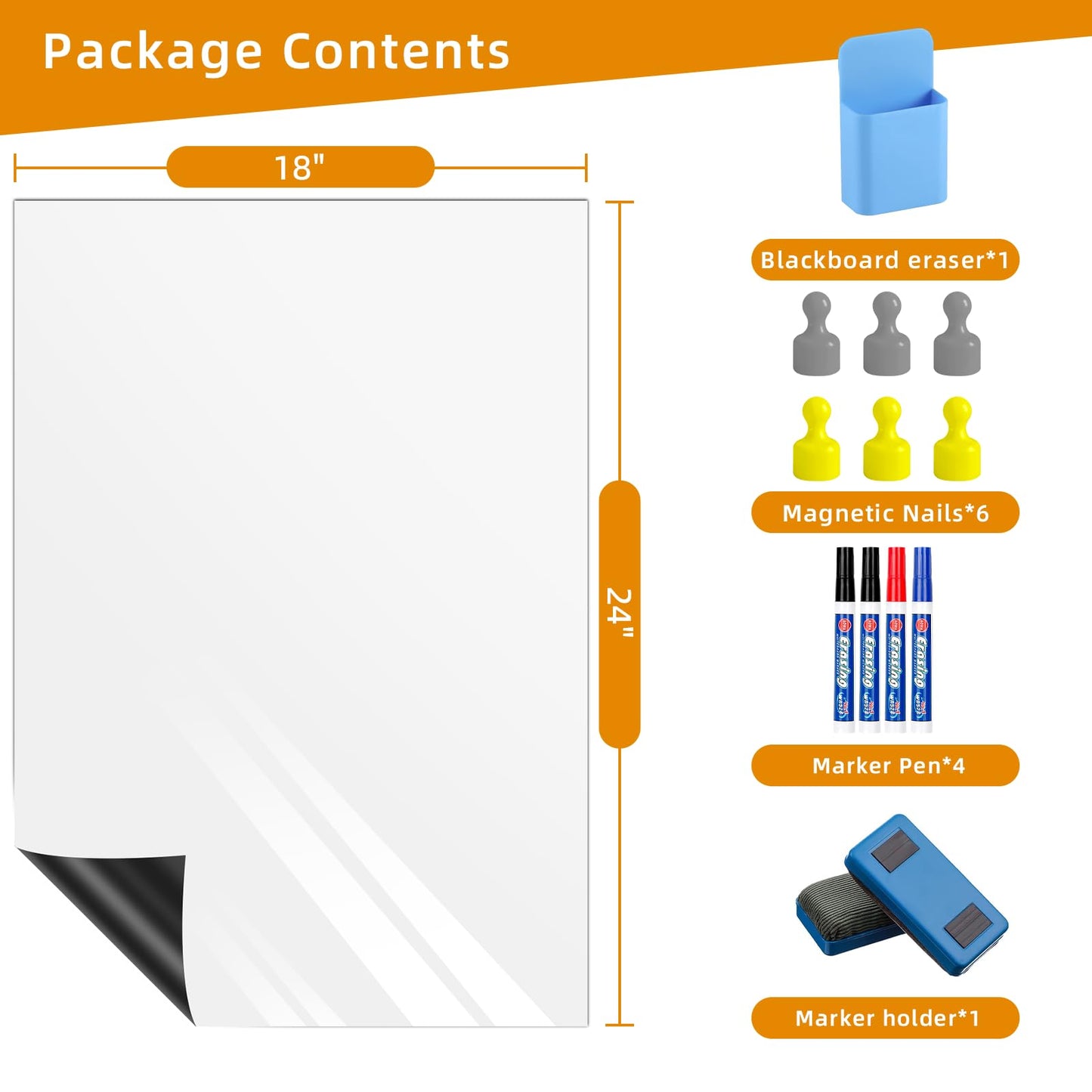 Babenoun Magnetic Whiteboard Contact Paper, 45 * 60cm(18" x 24.3") Stick on Magnetic Dry Erase White Board Sticker on Wall, Easy to Write for Drawing, School, Office, Kitchen Fridge