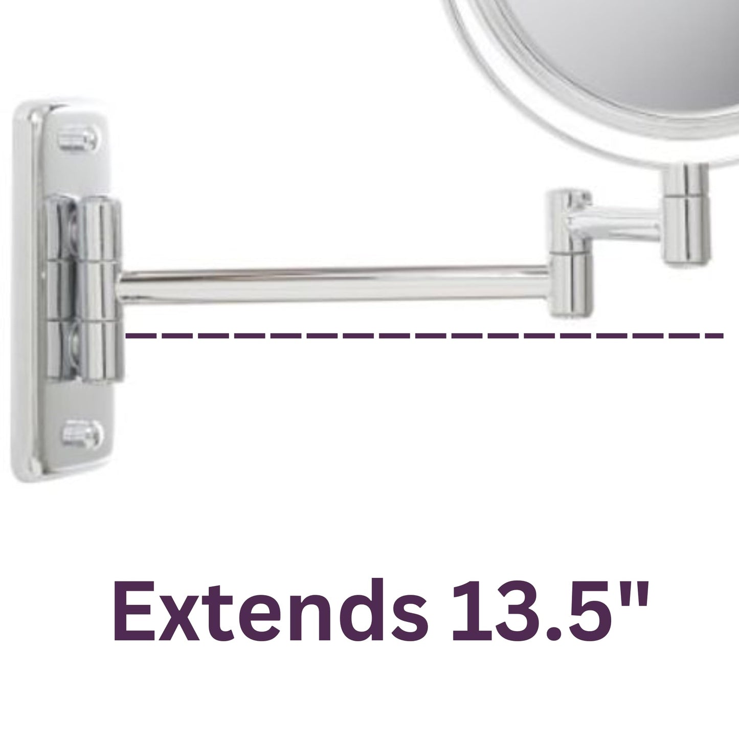 Jerdon JP7808C 8-Inch Two-Sided Swivel Wall Mount Mirror with 8x Magnification, 13.5-Inch Extension, Chrome Finish