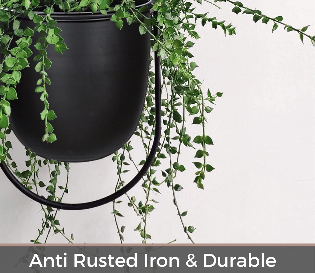 2 Pack Eco Joy Boho Metal Hanging Planters with 6" Pot (Detachable) + Hook | Hanging Planters Indoor, Modern Wall & Ceiling Planters, Mid Century Planter for Indoor & Outdoor, NO Plant incld…