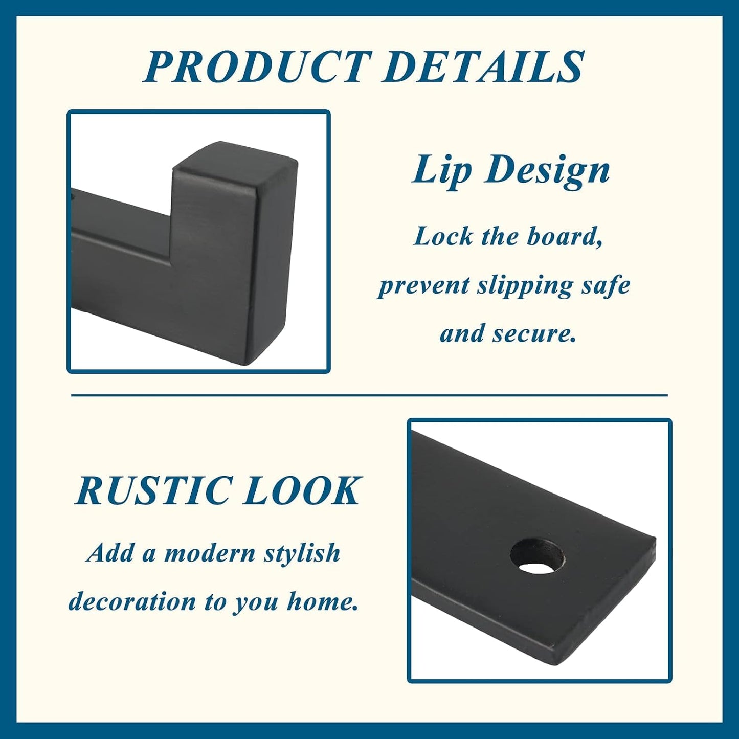 FlyGulls 8 Pcs Black Shelf Brackets Heavy Duty Brackets for Shelves Floating Shelf Bracket with Lip 13 Inch for Living Room Office