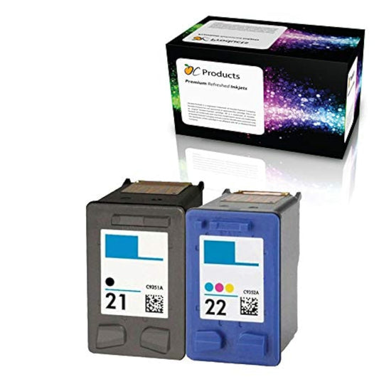 OCProducts Refilled Ink Cartridge Replacement for HP 21 and HP 22 for PSC 1410 Deskjet F4180 F2280 D2360 D1560 D2460 Officejet 4315 (1 Black 1 Color)