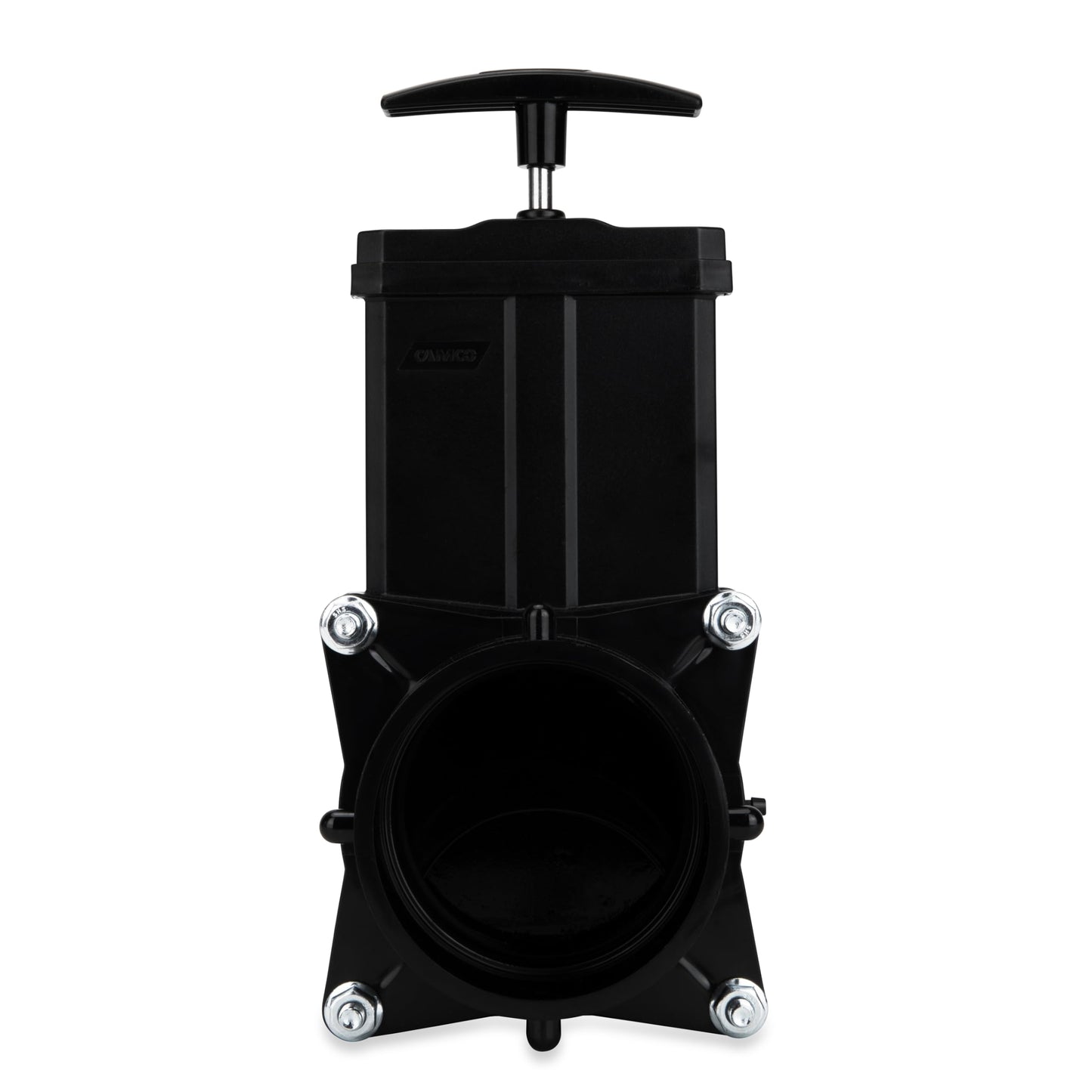 Camco Ready to Use Gate Valve with Built-in Clear Adapter | Fits All 3-inch Sewer Fittings | Ready to Use Construction (39053), Black