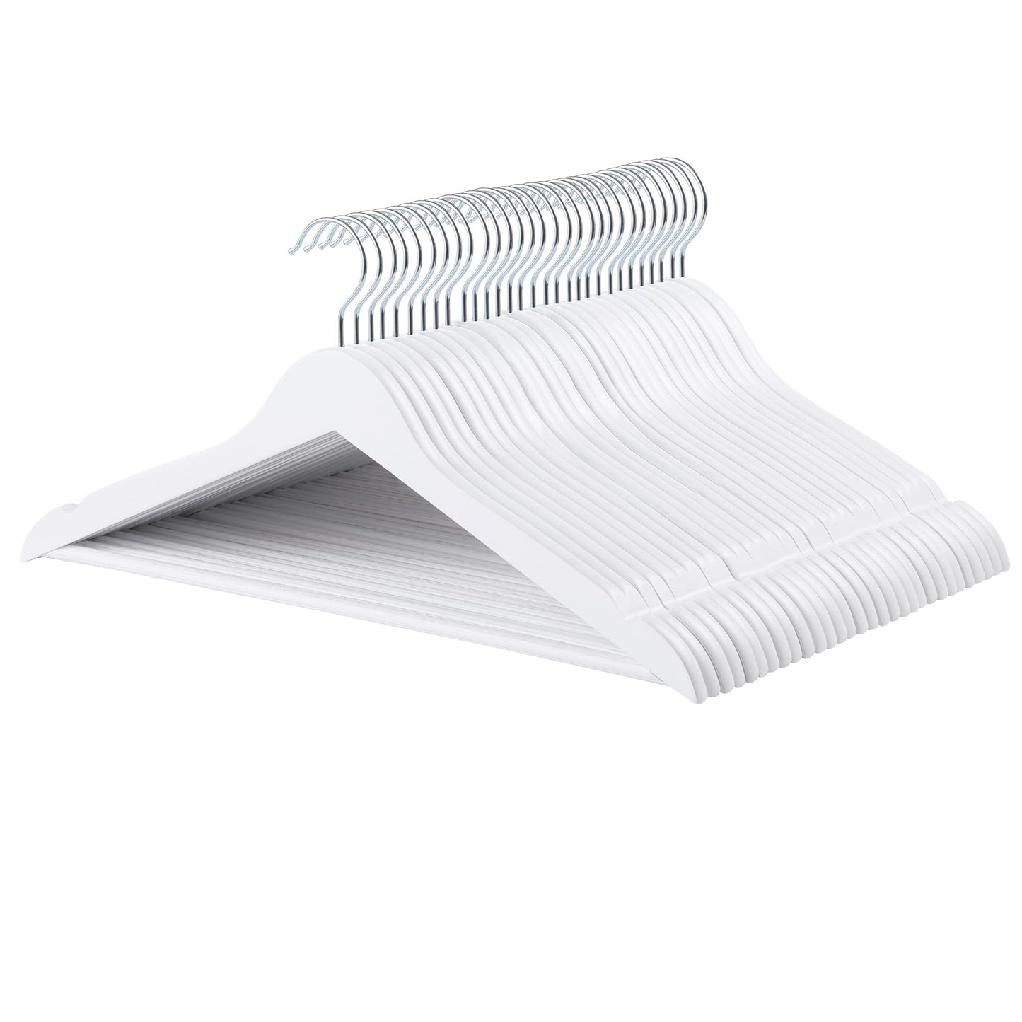 Amazon Basics Wood Suit Clothes Hangers, 30-Pack, White