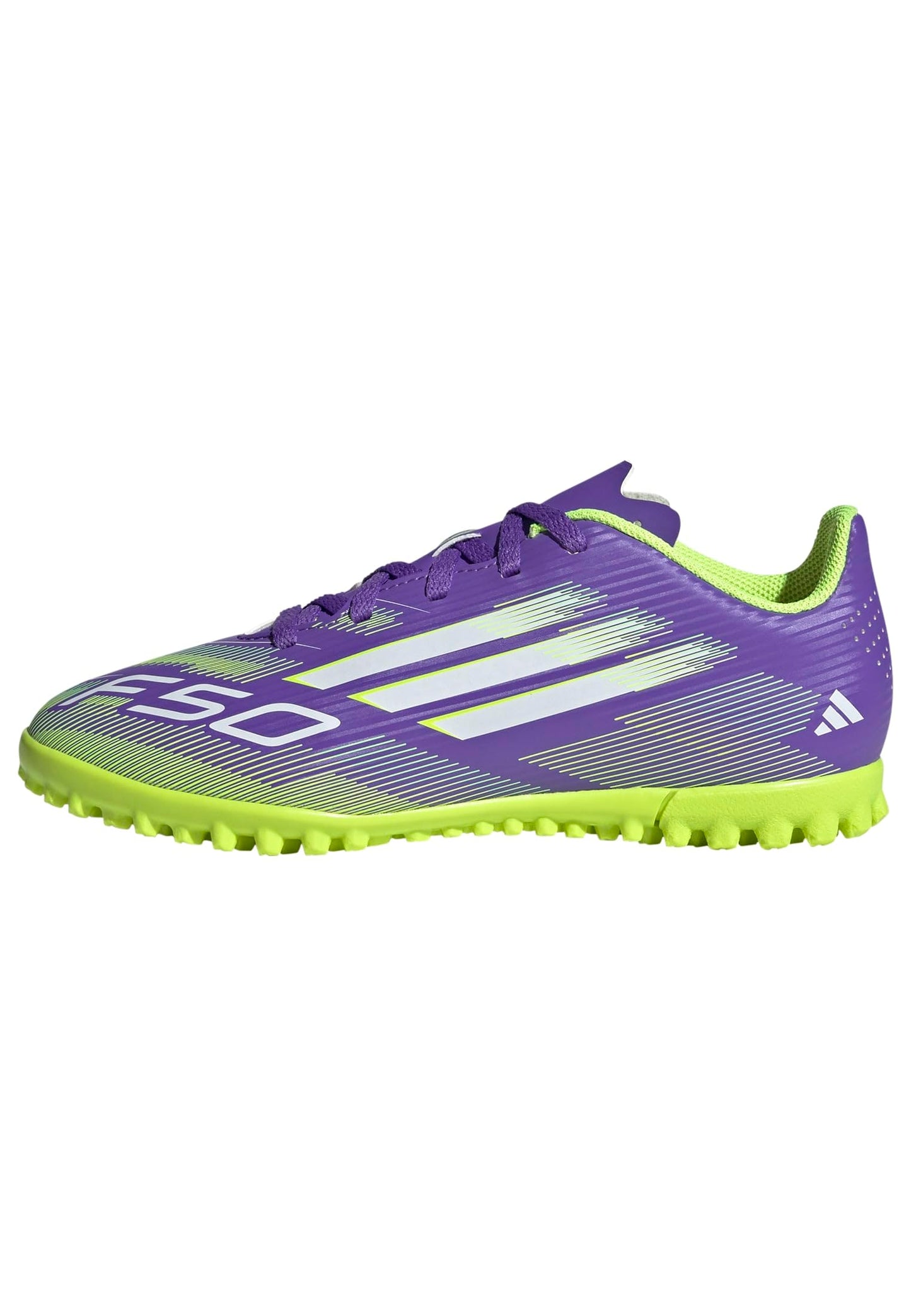 adidas Unisex-Kids F50 Club Turf, Purple Rush/White/Lucid Lemon, 5