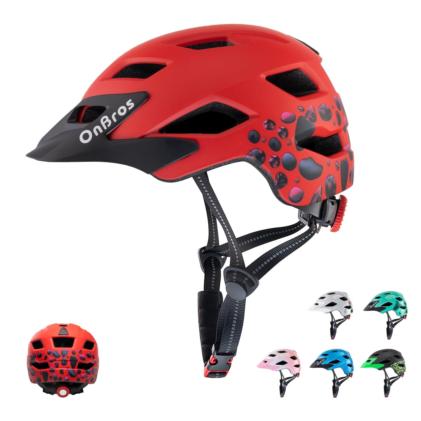 OnBros Kids Bike Helmet - Bike Helmet Boys for 5-14 or Girls Helmet with Visor Adjustable 50-57CM Children Bicycle Helmet Lightweight for Scooter MTB Road Cycling
