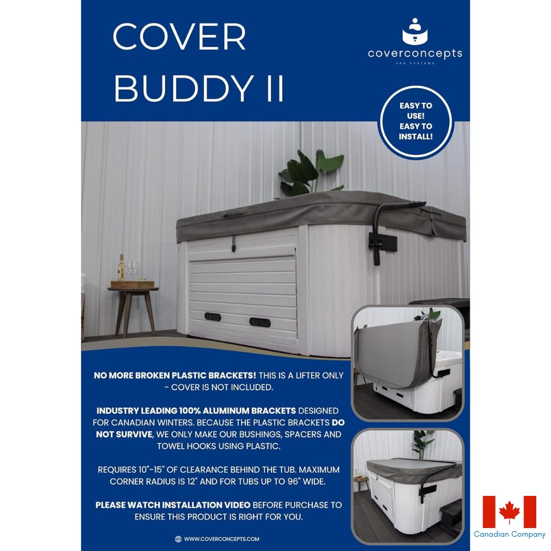 ABC Spa Aluminum Bracket Hot Tub Lifter Buddy Spa Cover Lifter – 12" Maximum Corner Radius, for Tubs up to 96" Wide, Swim Spa Lifter