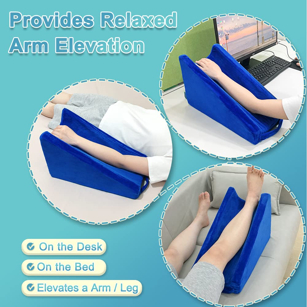 Arm Elevation Pillow Support Wedge Elevating Arm Medical Pillow Post Surgery Elevated Surgical Wedge Arm Pillows for Sleeping Elbow Therapy Wedge Foam Support Hand Elevator Broken Arm Wrist Recovery