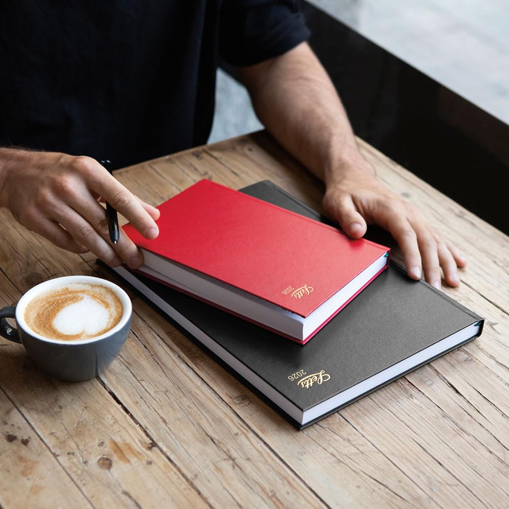 Letts of London® 2026 Standard Daily Planner, 12 Months, January to December, Day-Per-Page, A4 Size, 11.75" x 8.25", Perfect Binding, Leather-Look Cover, English, Black (C10ZBK-26)
