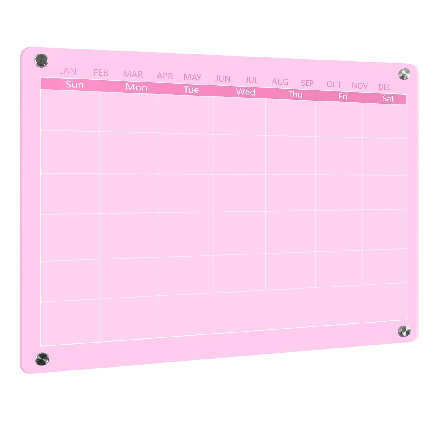 Marribol Acrylic Calendar for Wall,30x40cm,Acrylic Monthly Calendar for Wall,Pink Dry Erase Board for Home Office School
