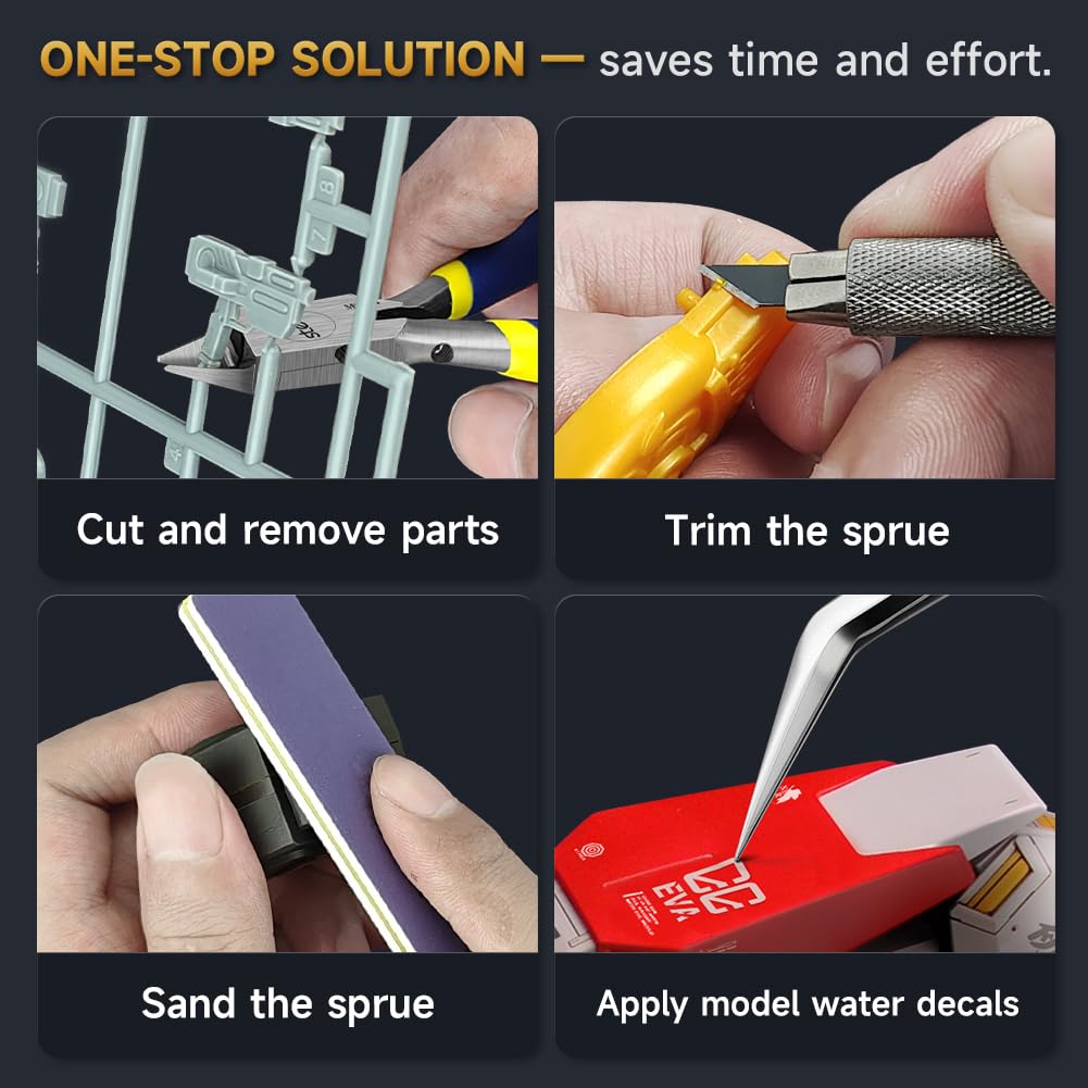 stedi Model Tools Kit for Beginners 9 PCS, Modeler Professional Basic Tools Craft Set Hobby Making Tools for Gundam, Miniature Military Model, 3D Resin Parts