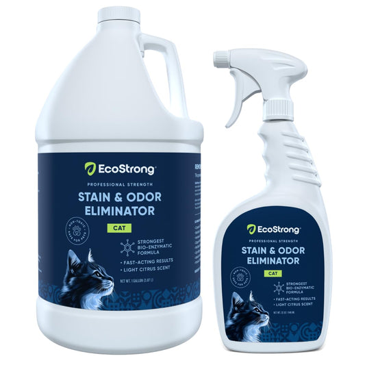 Cat Stain and Odor Remover| Enzyme Urine Odor Neutralizer - Stain Remover for Carpet, Litter Boxes, Bedding, and Laundry [160 Fl Oz Bundle]