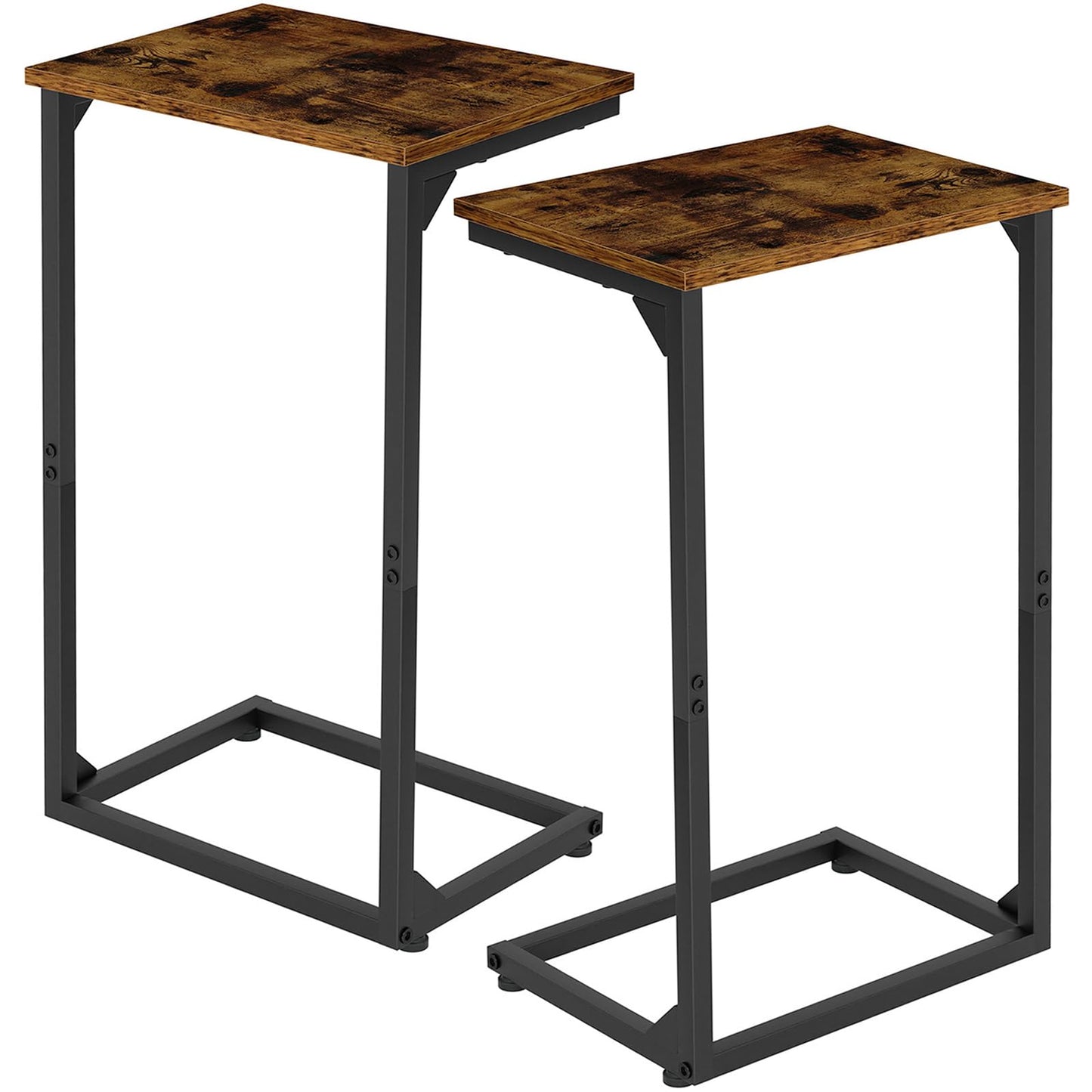 AMHANCIBLE C-Shaped End Table Set of 2, 26.37" H, Couch Tables that Slide Under Sofa, Sturdy Side Table for Living Room, Bedroom, Small Space, Rustic Brown, HET02BBR