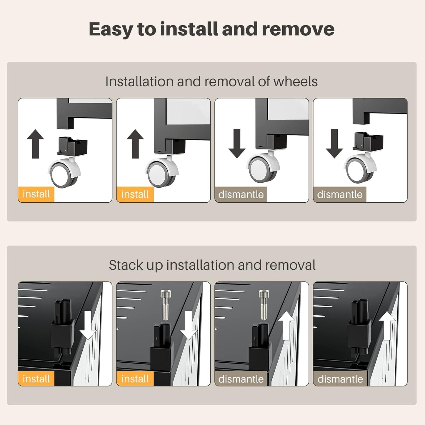 BUCATSTATE Cage 3.0 Universal Wheel & Stacking Accessories, Cage 3.0 Accessories That Support Moving and Stacking, Only for Bucatstate Metal Cages 3.0 (White)