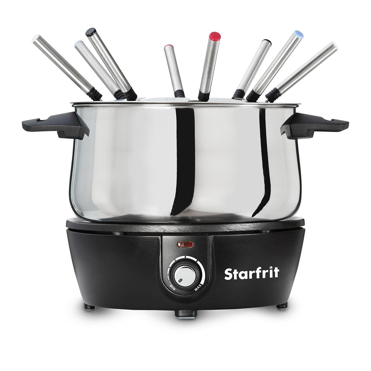 Starfrit Electric Fondue Set, 12-piece, 3L Capacity, Quick Release Magnetic Cord, Stainless Steel Pot, 8 Forks Included, Cool-Touch Handles, 1500W, Ideal for Chinese, Cheese & Chocolate Fondue