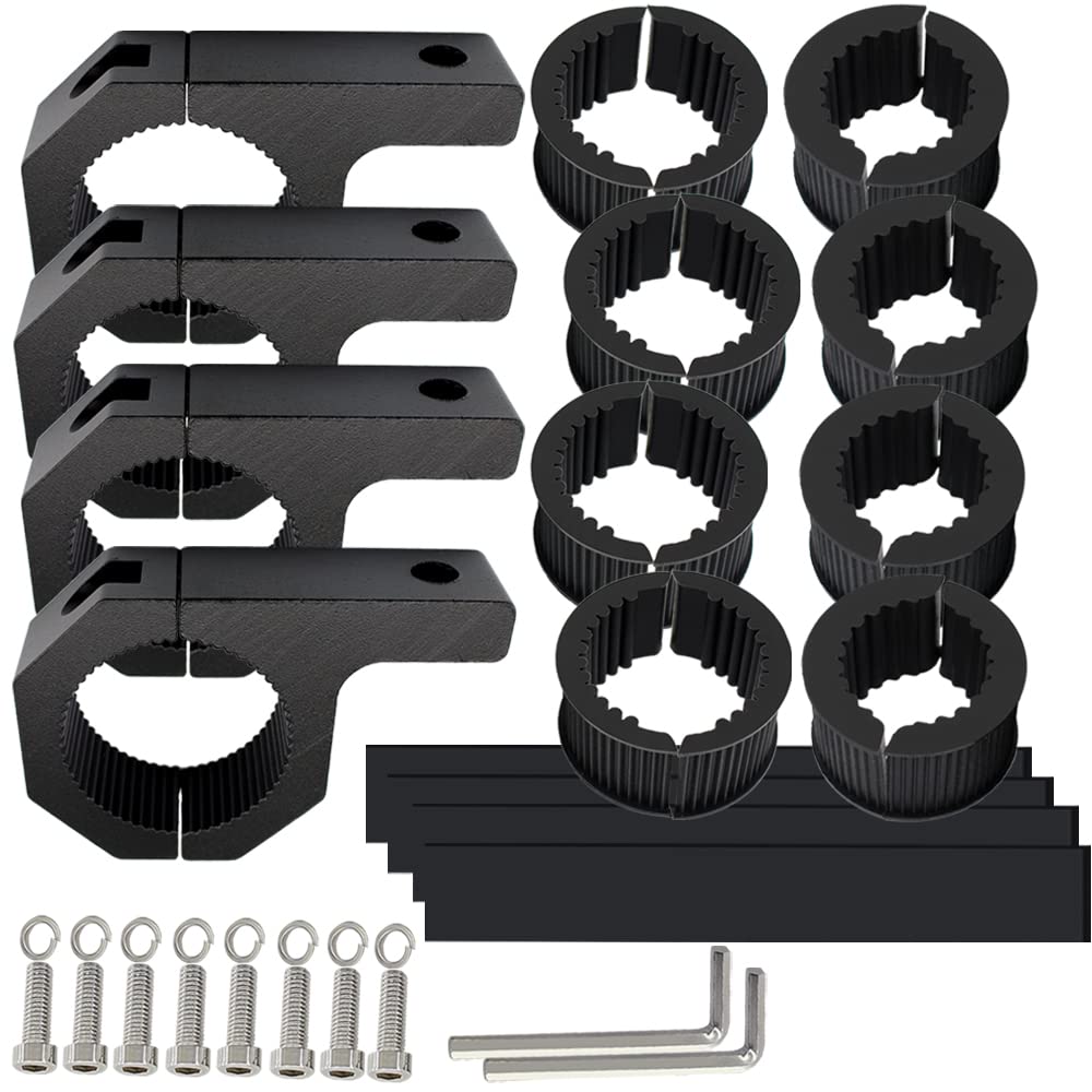 Universal Bull Bar Clamp Mounting Kit-4PCS Heavy Duty LED Light Bar Brackets for 1.38"/1.5"/1.57"/1.77"/1.97" Tubes, Fits Roof Roll Cage, Bumper, Off-Road Driving Lights