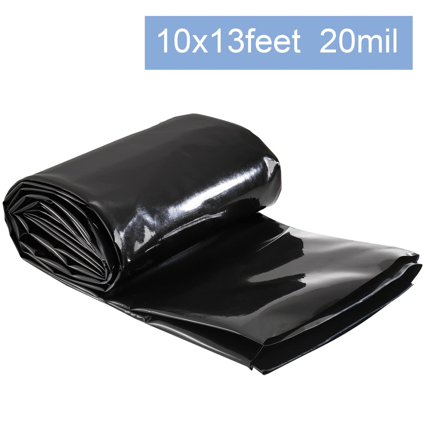 Yarlung 10 x 13 Feet Pond Liner, 20 Mil Pond HDPE Mat Black Pond Liner for Fish Ponds, Waterfall, Garden Fountains