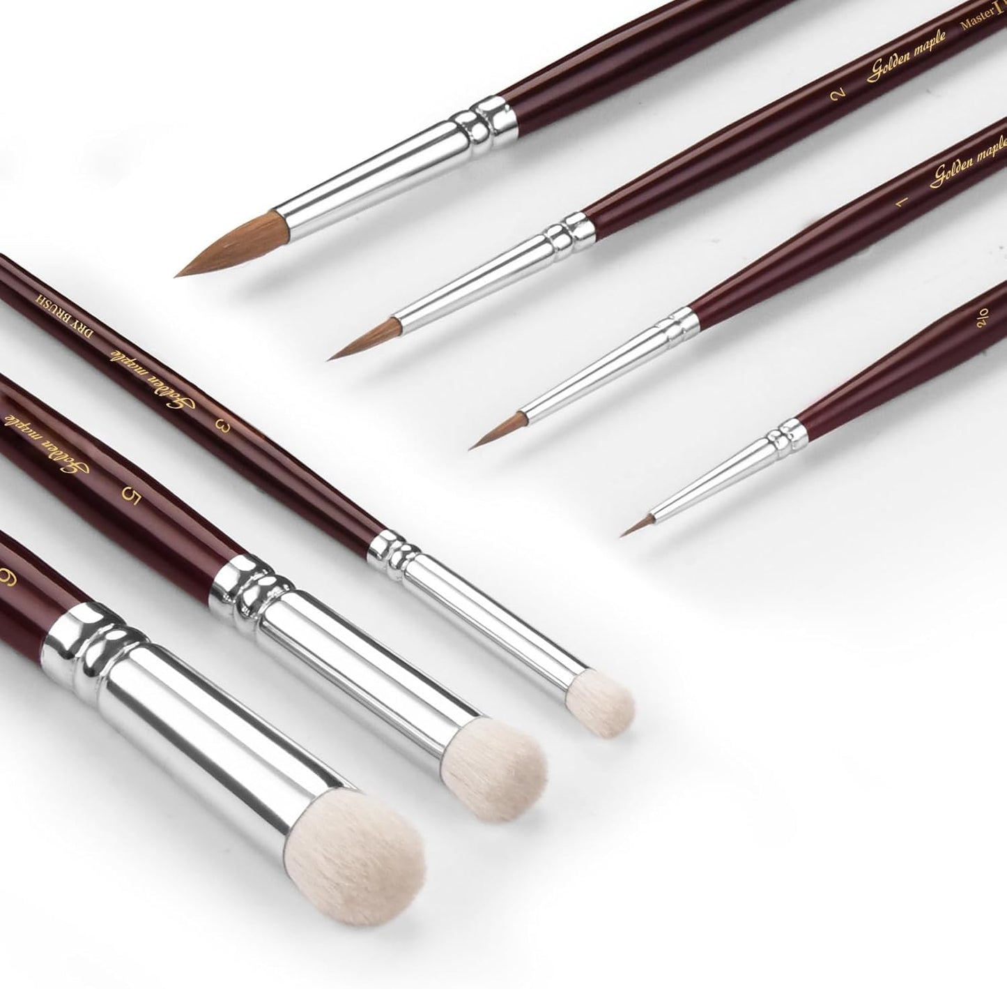Kolinsky Sable Miniature Brushes Drybrushes Miniature Set 7 pcs Paint Brushes for Oil Acrylics Model#3,5,6