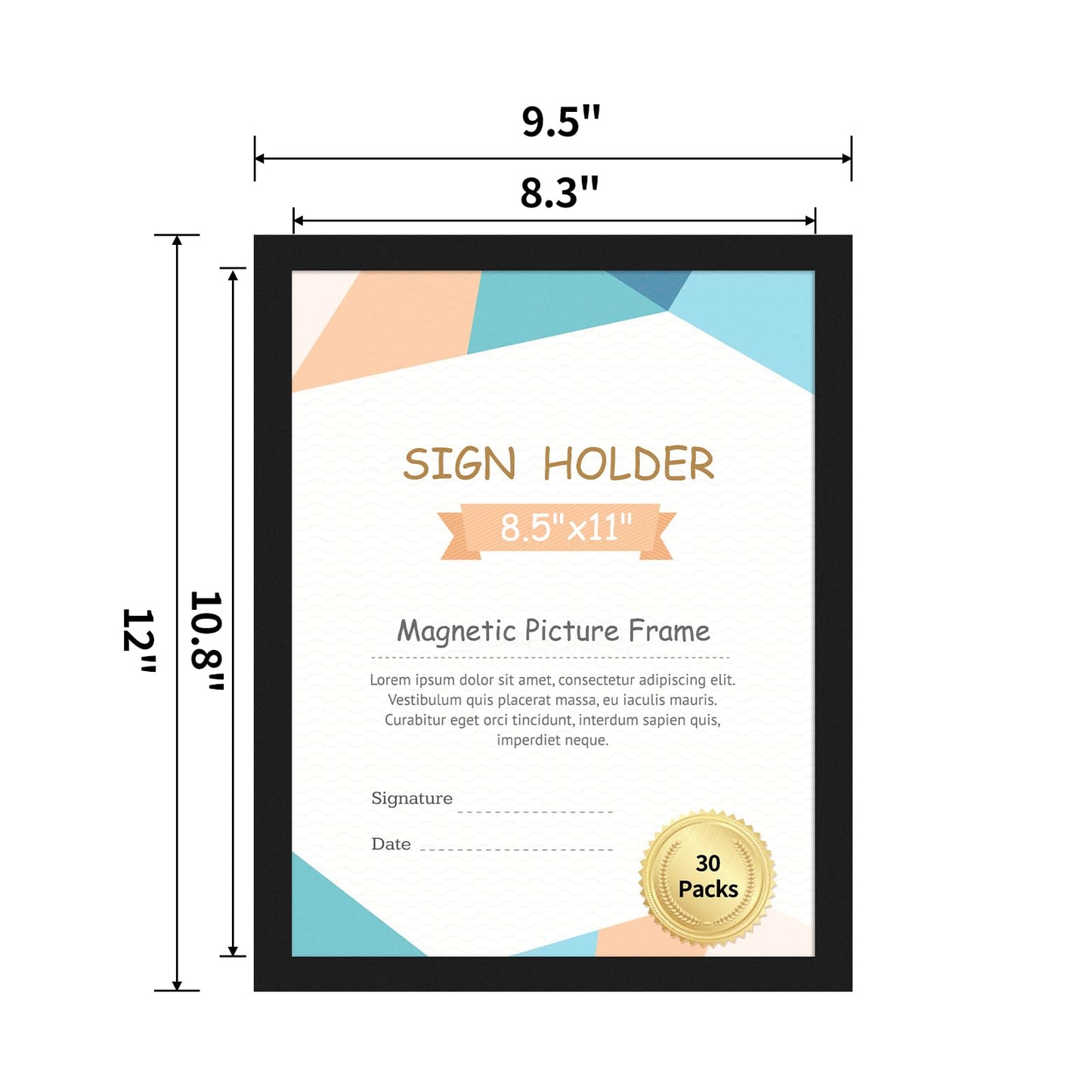 Hoikwo Bulk 8.5x11 Magnetic Picture Frames, 30 Packs Self-Adhesive Business Sign Holder Paper Holder for Memo Document Certificate Frames for Refrigerator Glass Door