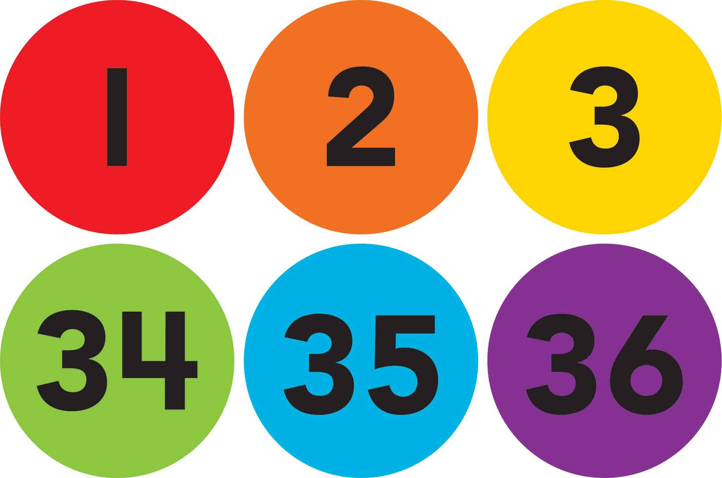 Teacher Created Resources Spot On Numbers 1–36 Carpet Markers 4-inch (TCR77005)