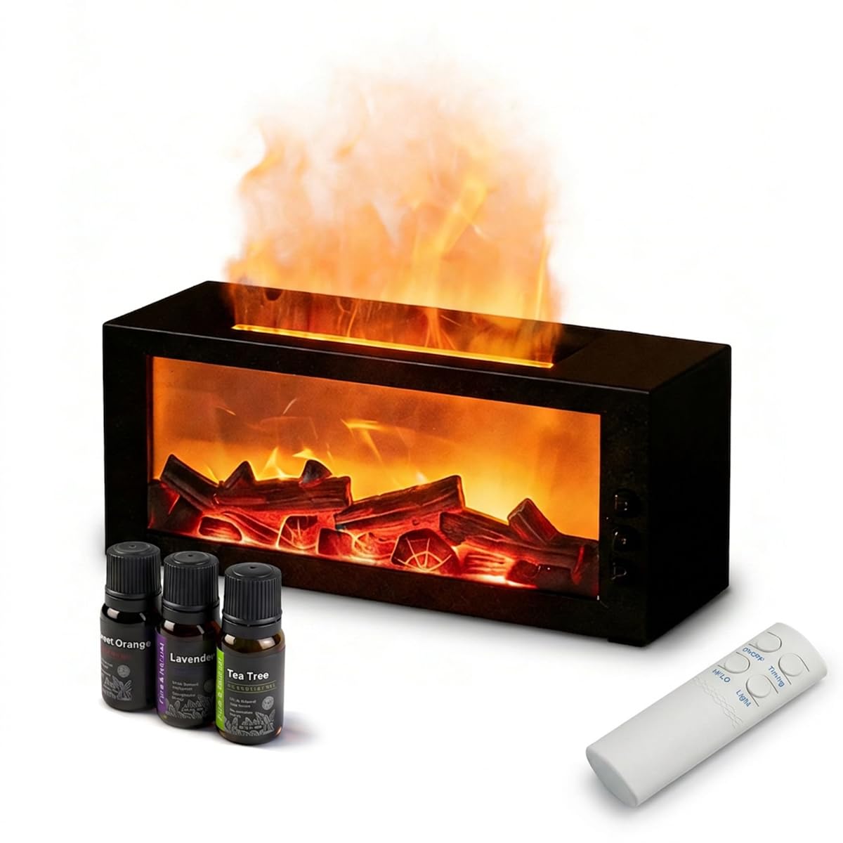 Fireplace Diffusers,Flame Essential Oil Diffuser with Remote Control,300ml Small Humidifier for Home Room Decor Gift for Women (Black)
