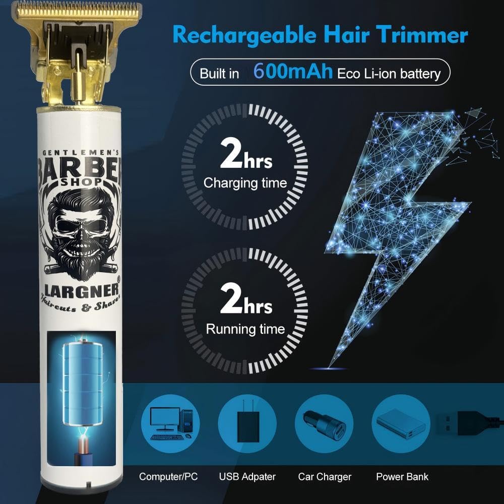 Professional Barber Shaver Set, Hair Clippers for Men, Cordless Beard Trimmer & Electric Razor Shavers for Men, Rechargeable Set Barber Hair Cutting Kit Men's Grooming Kit (White Set 2)