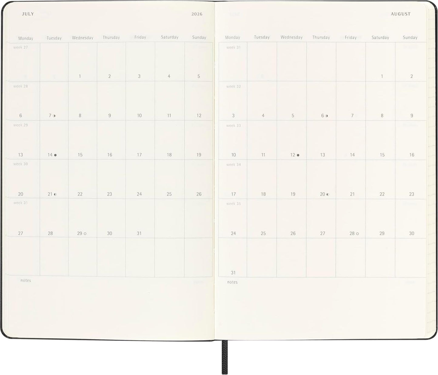 Moleskine Classic 18 Month 2025-2026 Daily Planner, Hard Cover, Large (5" x 8.25"), Black, 608 pages