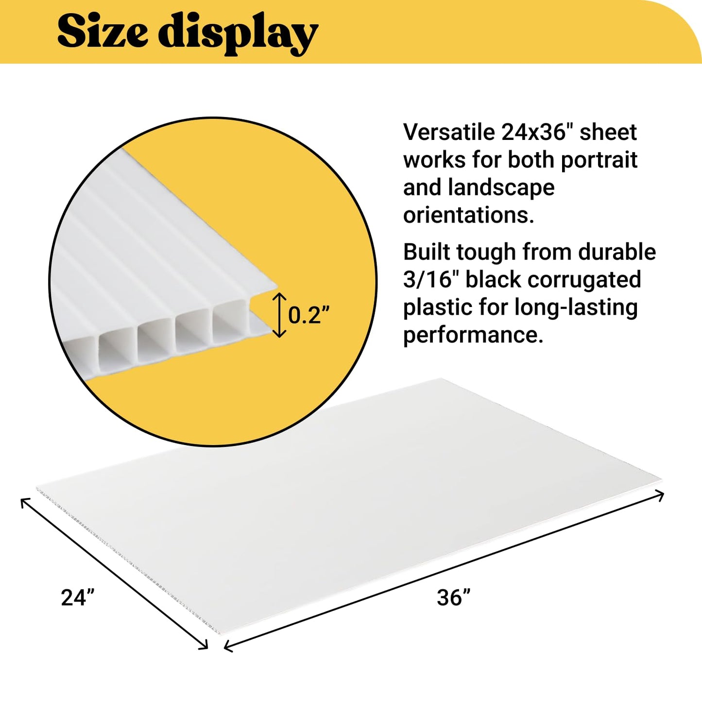 T-SIGN Corrugated Plastic Sheets Coroplast Sign Blank Board, 24 x36 Inches 3/16 Inches Thick for A-Frame Replacement Poster Sheets, 2 Pack White Blanks Sign