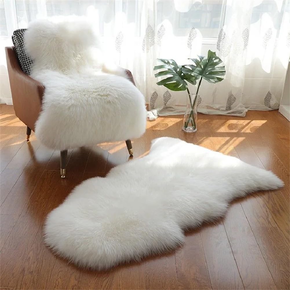 WL&ALLEN Genuine Sheepskin 100% New Zealand Sheepskin Wool Area Rug |Single Pelt 2'x 3', Ivory White
