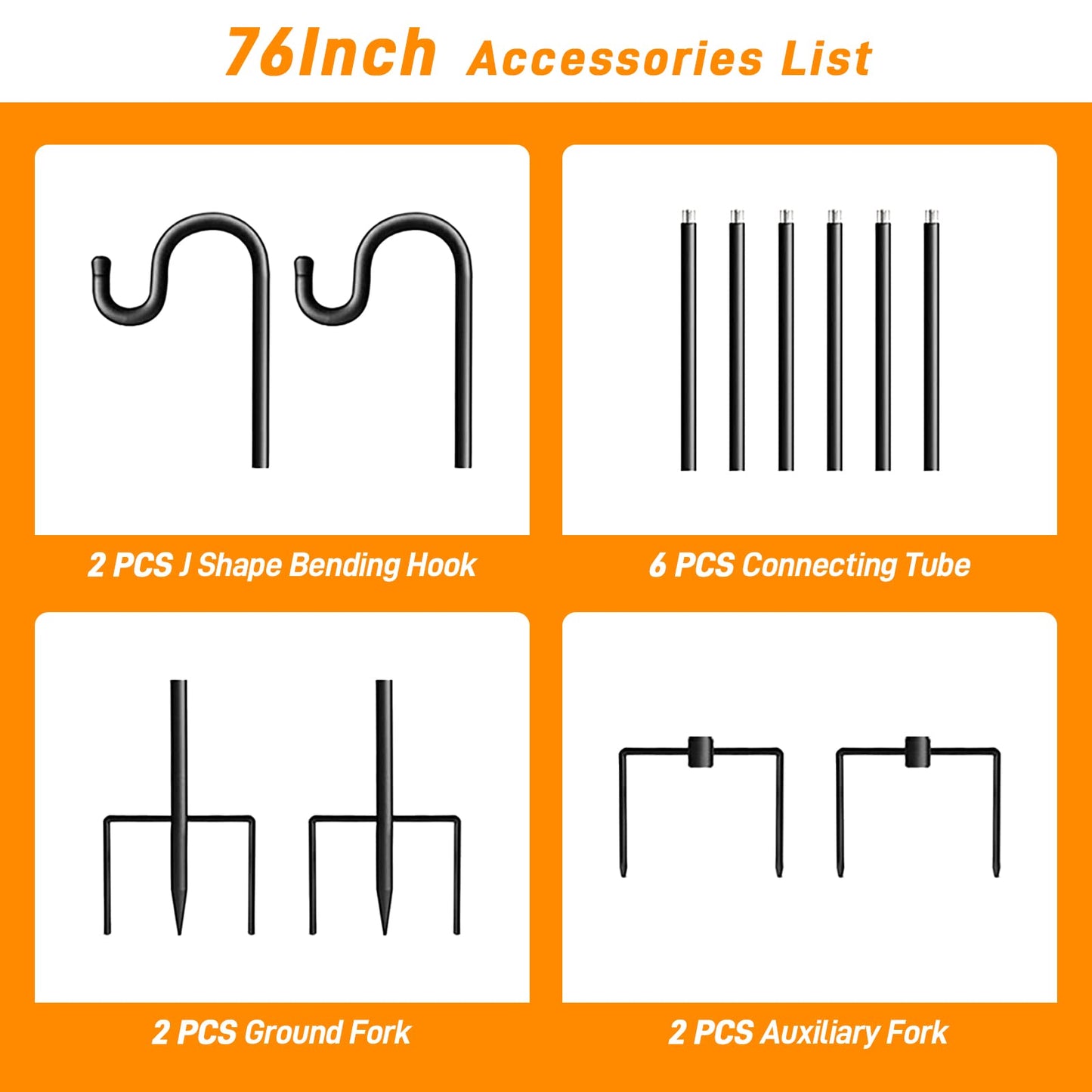 Rexwnadu Shepherds Hook 76 Inches 2 Packs for Bird Feeder Heavy Duty Adjustable Outdoor Shepherd Hooks with 5-Prong Base for Lanterns Planting Hanger Weddings (76")