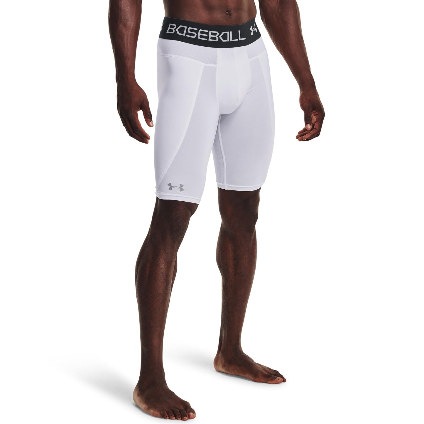 Under Armour Men's Utility Sliding Shorts 21, White (100)/Mod Gray, X-Large