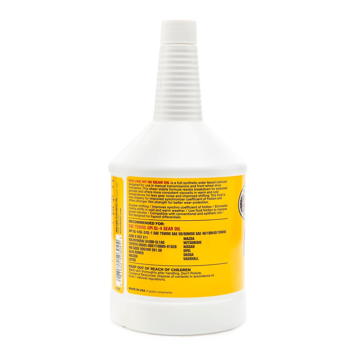 Red Line (50304) MT-90 75W-90 GL-4 Manual Transmission and Transaxle Lubricant - 1 Quart