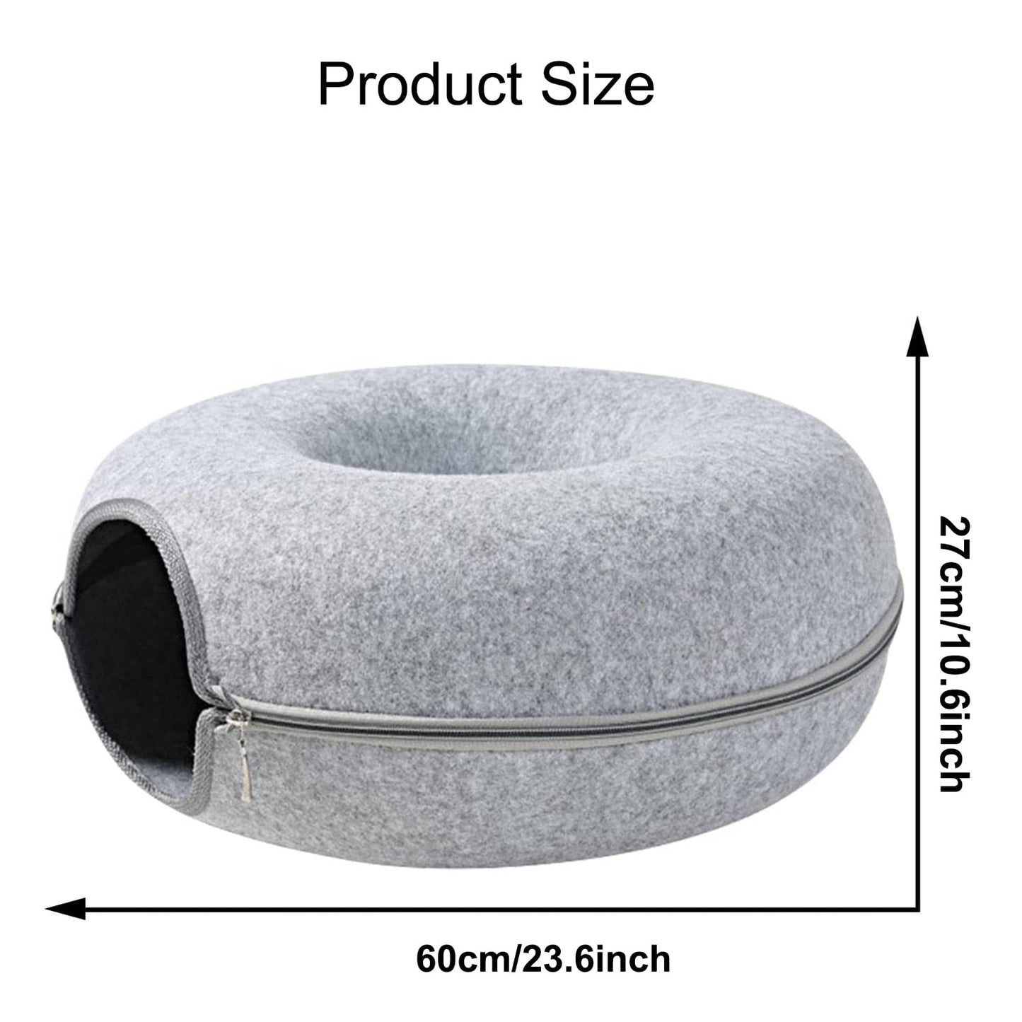 HY-MS Cat Tunnel Bed, Cat Hideaway Cave - Tunnel Bed for Cats Detachable Round Felt Cats Bed, Available in All Seasons(L, 60 * 60 * 27cm)