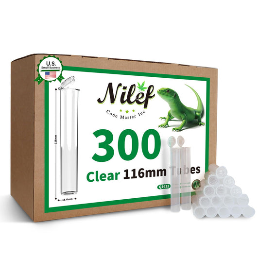 116mm Pre Roll Tubes with Caps, King Size BPA Free Plastic Storage Tubes Child Resistant Tubes Squeeze Pop Tops (White, 300)