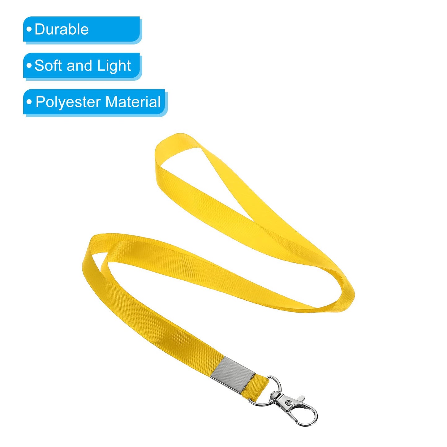 PATIKIL 17" Neck Lanyards, 50 Pack 0.6" Width Flat Strap Lanyard with Swivel Hook Clip for Name Tag Badges Holder ID Card Keys, Yellow