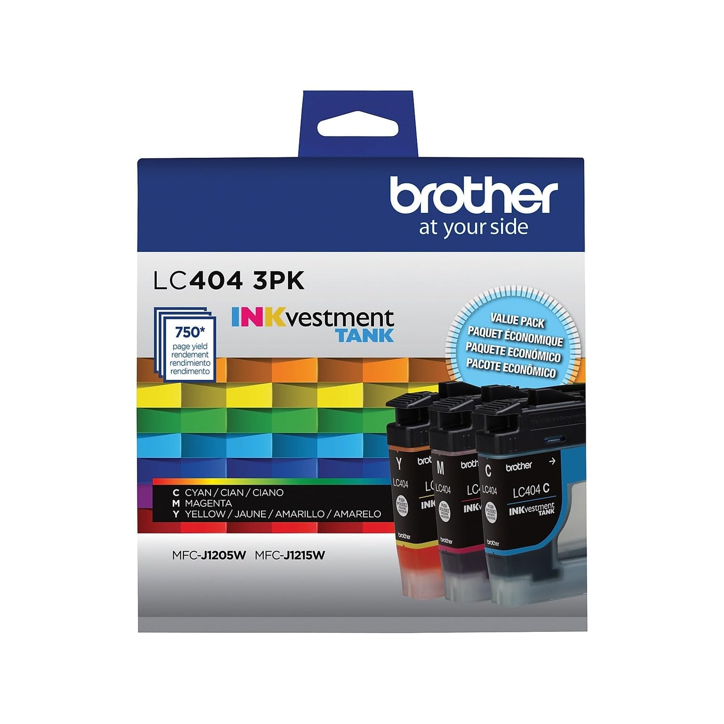 Brother Genuine LC4043PKS Standard Yield Colour Ink Cartridge Value Pack (3), Original Ink Replacement cartridges, Cyan/Magenta/Yellow, Ink for Brother Inkjet Printer MFC-J1205W