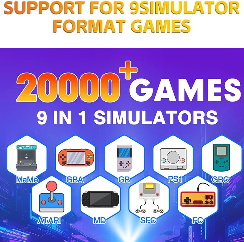 2025 Retro Game Console, Game Stick with Built-in 20000+ Games, 4K HD Output Retro Game Stick Dual 2.4G Controllers for TV, PC, Projector, Monitor