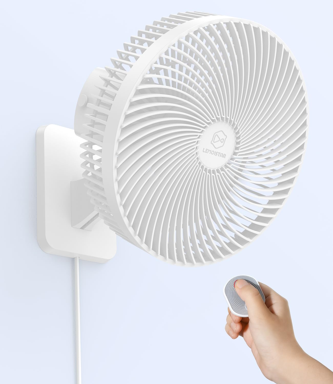 LEMOISTAR 10 Inch Oscillating Wall Mounted Fan with Remote Control, High Velocity 4 Speeds Timer, Adjustable Tilt, Ultra Quiet,for RV Bedroom Garage Office-White