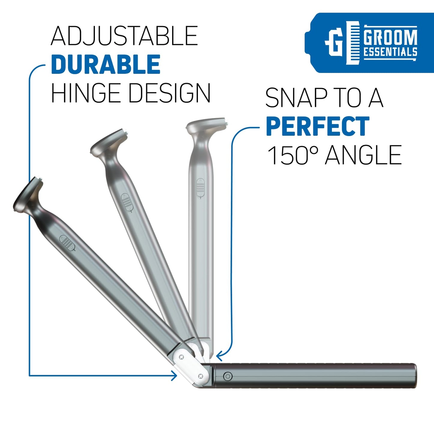 ChargeWorx Rechargeable Electric Back Shaver and Hair Trimmer, Extendable Electric Razor for Body Grooming, Portable Hair-Removal Device with Adjustable Folding Handle