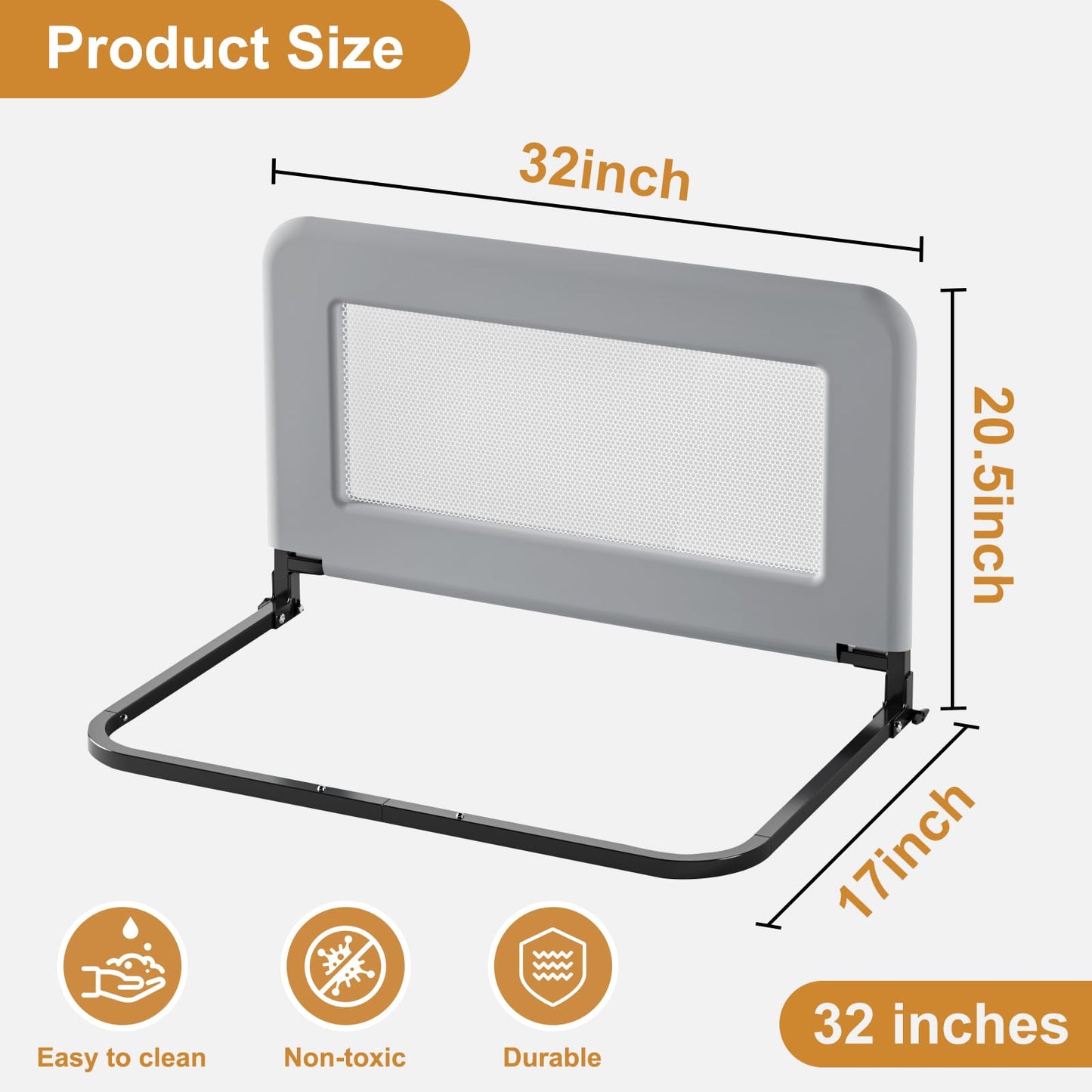 Toddler Bed Guard Rail for Baby - Sturdy Metal Safety Rail for Twin, Crib, Queen, Bunk, Full Side Beds - Kids Guardrail Protector