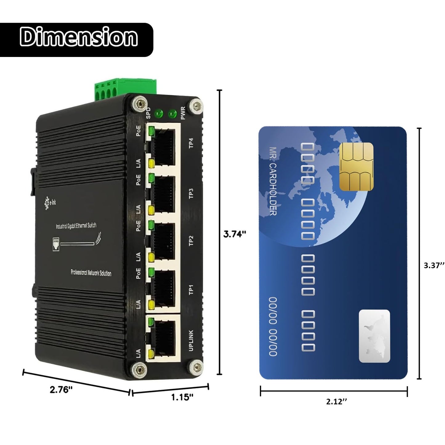 Industrial Passive 24V 5 Ports PoE Switch Gigabit RJ45 Din Rail 10/100/1000Mbps Ethernet Switch Unmaneged Switch PoE Switch 12-24V Input 24V Output Passive Switch