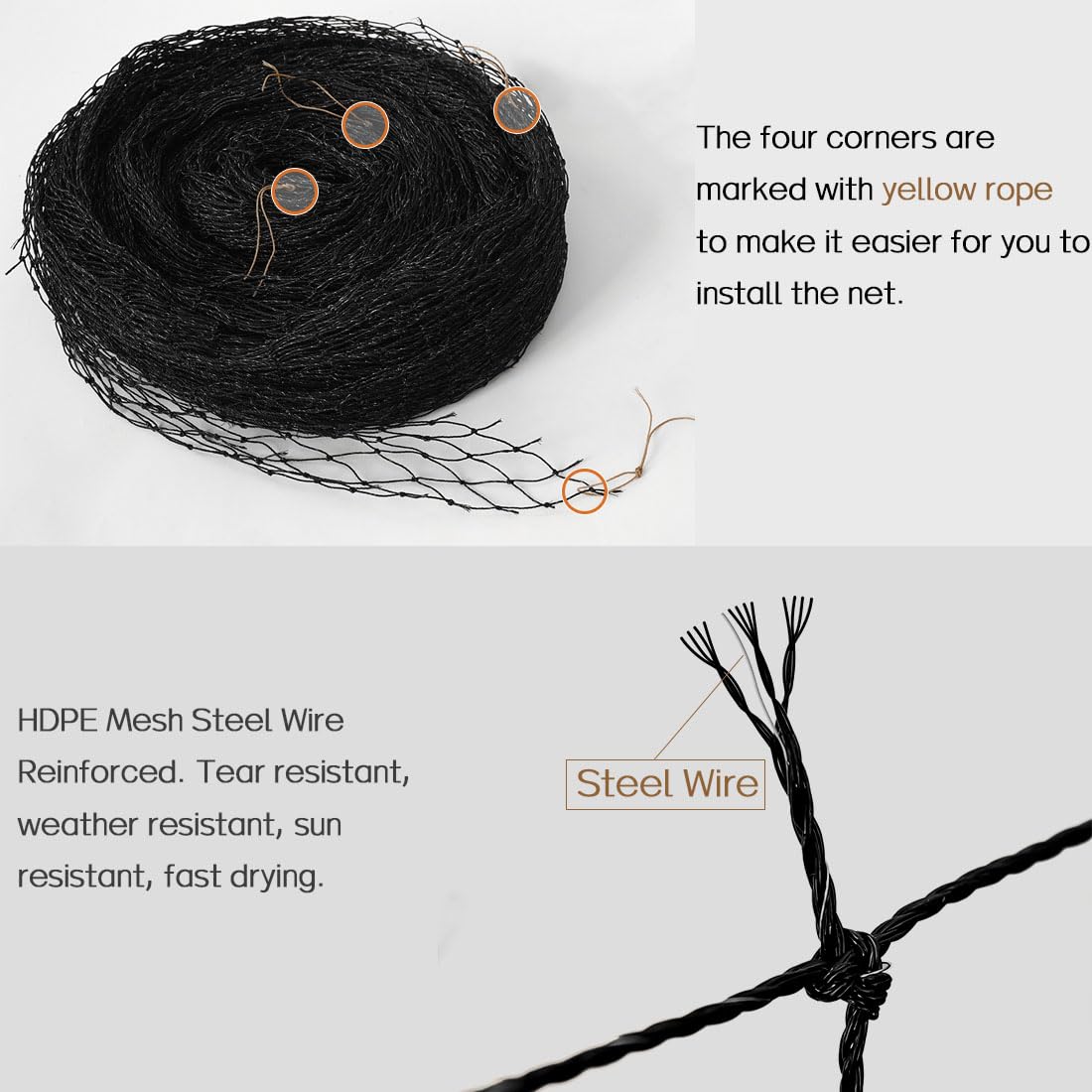 Morimoe Cat Balcony Net, Steel Wire Reinforced, Anti-Fall Fence, Safety Net, Extra Strong (10 X 26 Ft)